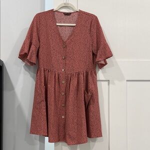 Pink Button-Front Mini Dress